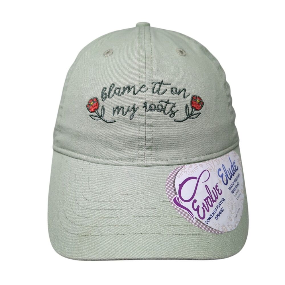 Blame It On My Roots Women's Slideback Hat Green OS Adjustable Infinity Her